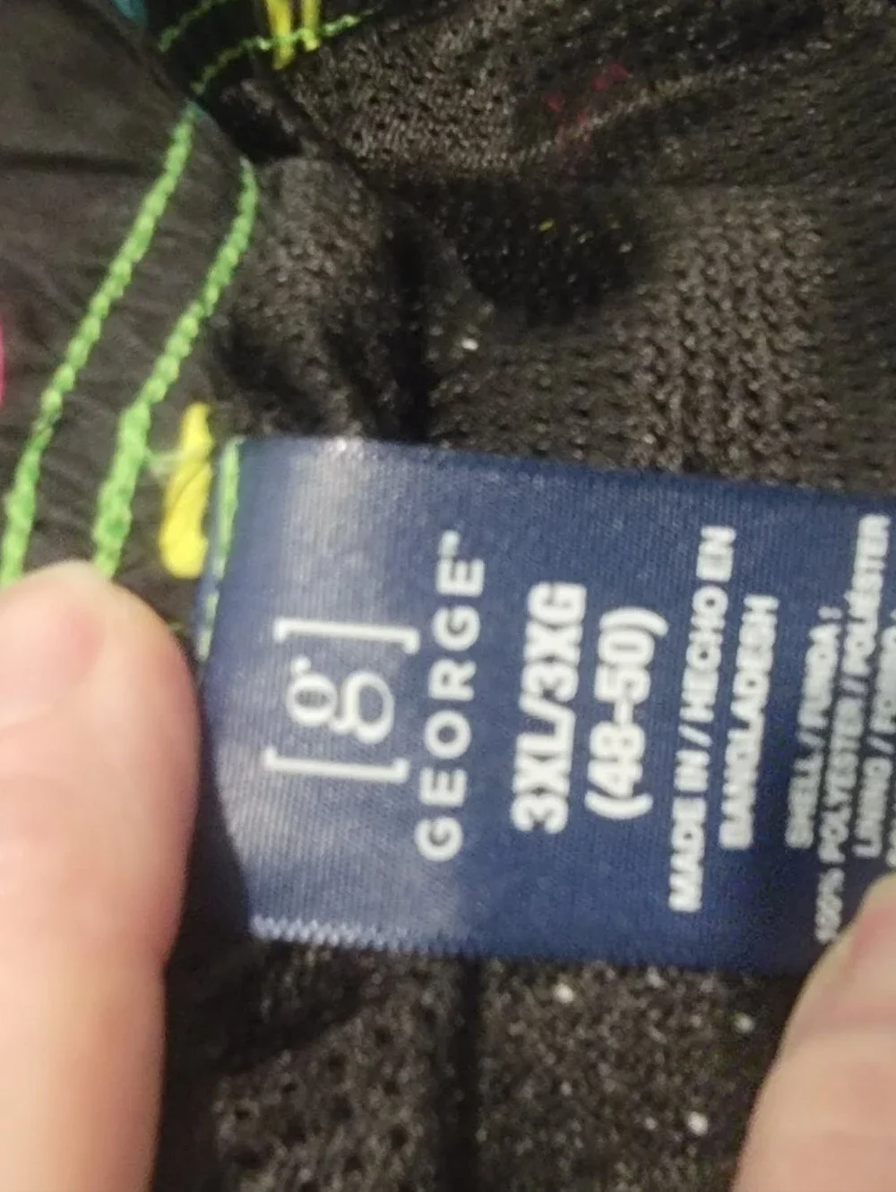 George Big & Tall Sz 3XL Black w/Neon Tropical Drink Printed Swim Trunks